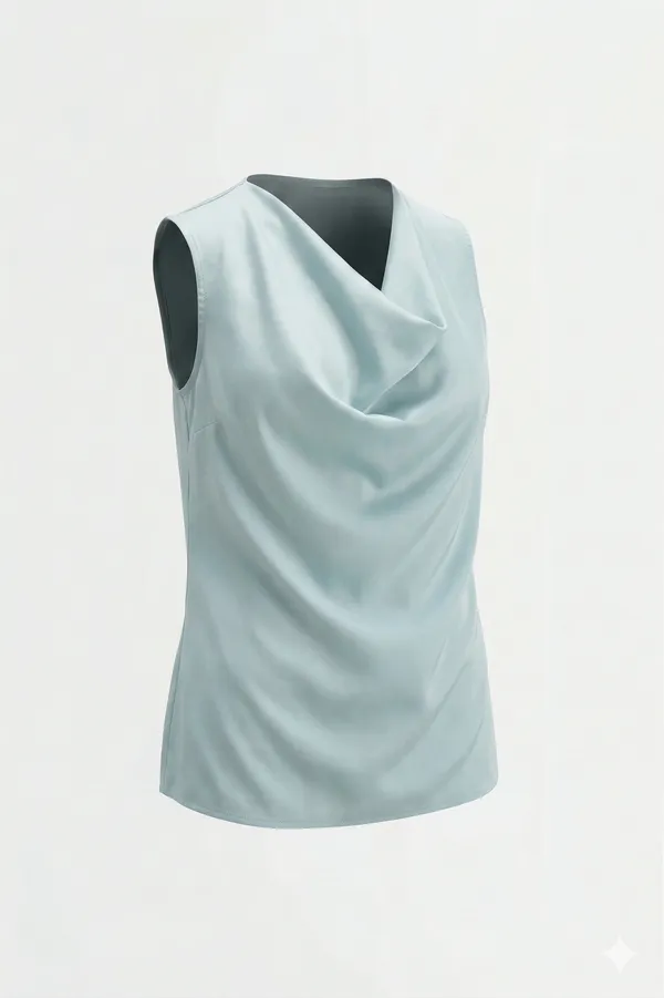 Light_Blue_Crape_Cowl_Neck_Top_For_Women