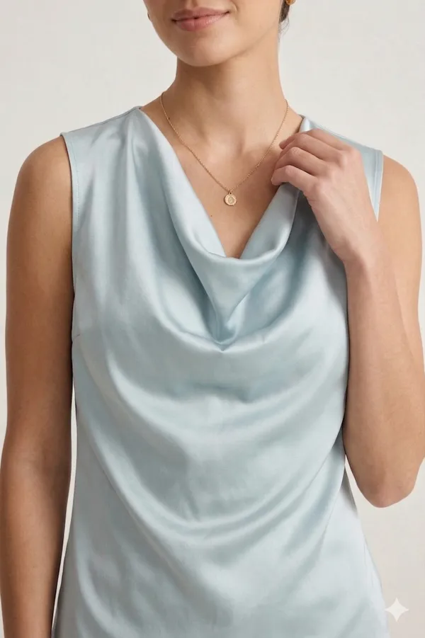 Light_Blue_Crape_Cowl_Neck_Top_For_Women