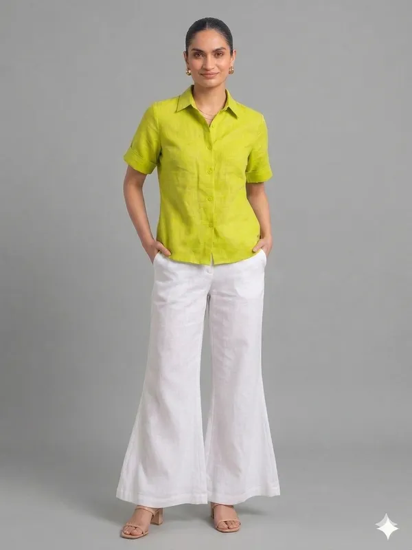 Lime_Green_Pure_Linen_Shirt_For_Women