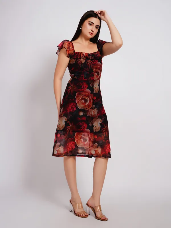3D_FLOWER_PRINT_ONE_PIECE_DRESS
