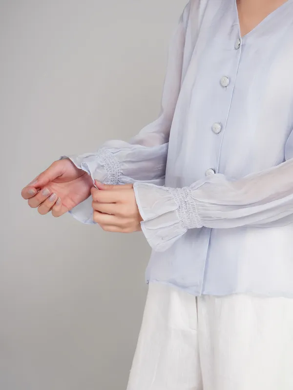 Sky_Blue_Viscose_Organza_Top_For_Women