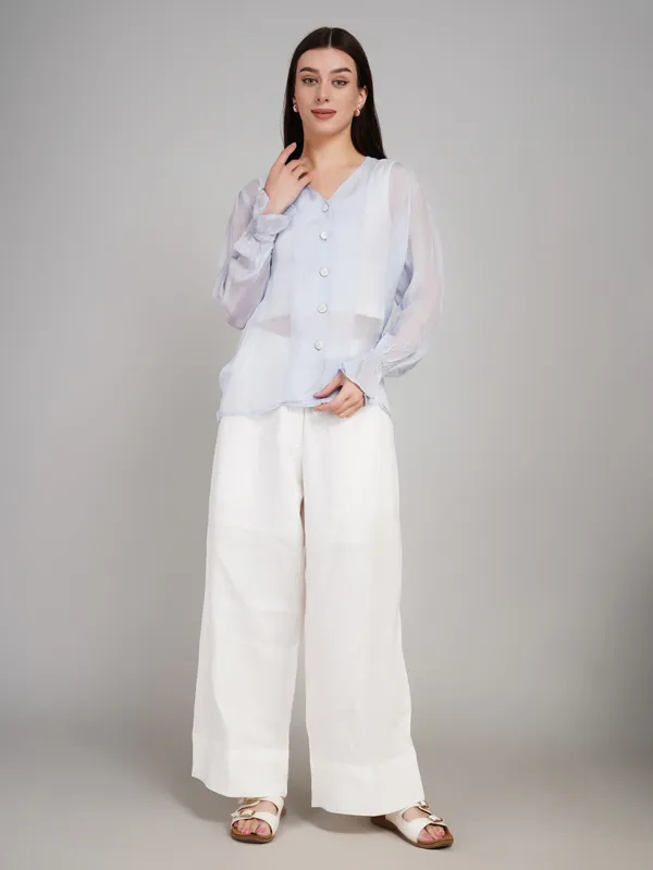 Sky_Blue_Viscose_Organza_Top_For_Women