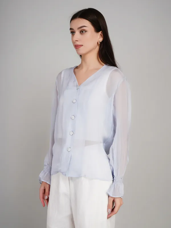 Sky_Blue_Viscose_Organza_Top_For_Women