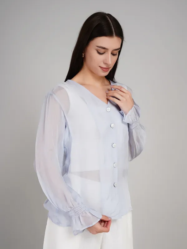 Sky_Blue_Viscose_Organza_Top_For_Women
