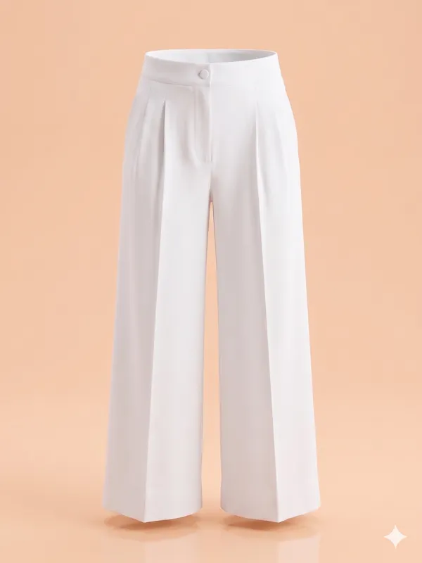 White_Imported_Crape_Staight_Look_Formal_Pants_For_Women
