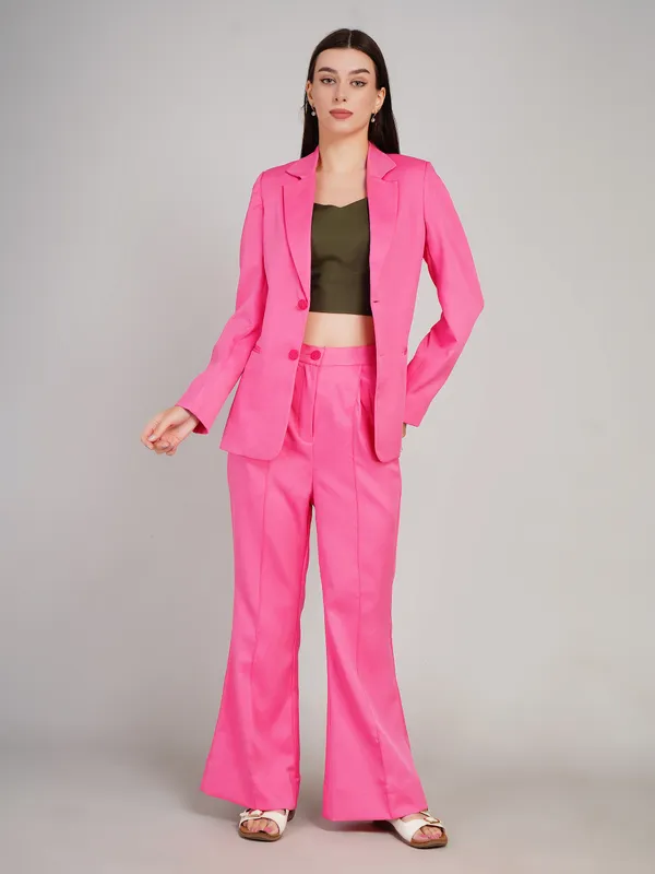 Funky_Pink_Banana_Crape_Two_Piece_Blazer_Set_For_Women