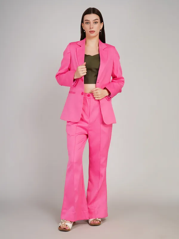 Funky_Pink_Banana_Crape_Two_Piece_Blazer_Set_For_Women
