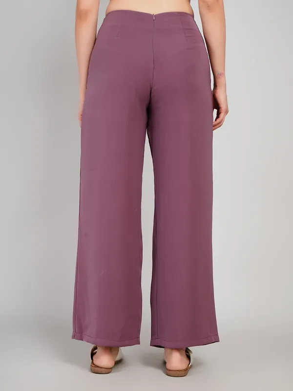 Purple_imported_polyster_Fabric_Wide_Leg_Trousers_For_Women