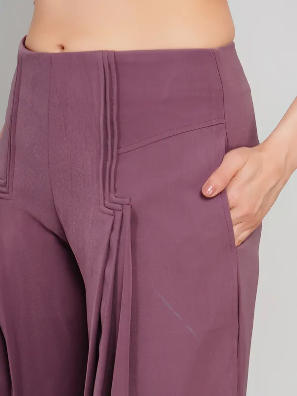 Purple_imported_polyster_Fabric_Wide_Leg_Trousers_For_Women