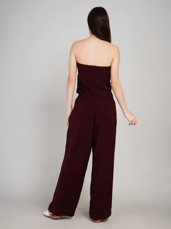 Wine_Imported_Polyster_bustier_and_TrauserFor_Women