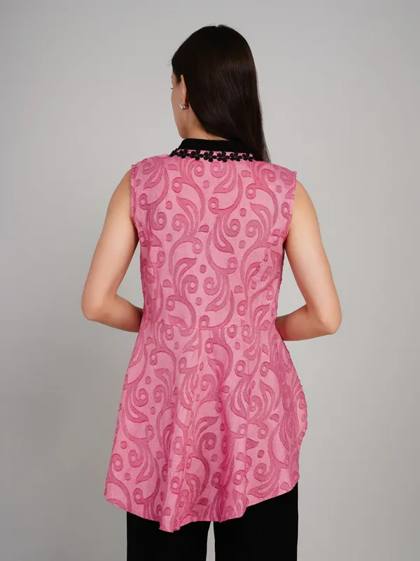 Pink_Cotton_Jacquard_Top_For_Women