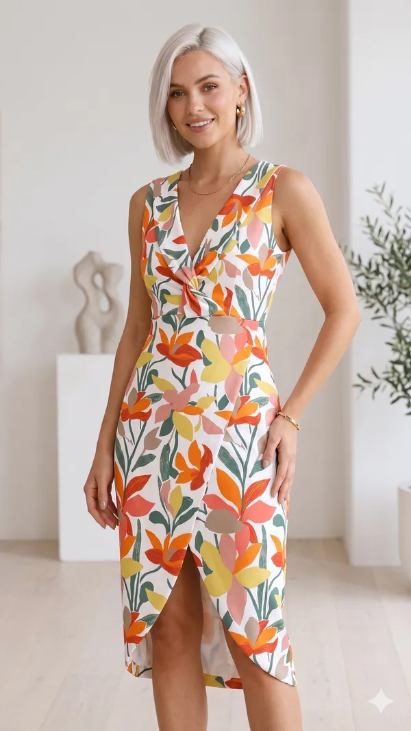 FLOWER_PRINT_WHITE_STYLISH_ONE_PIECE_DRESS