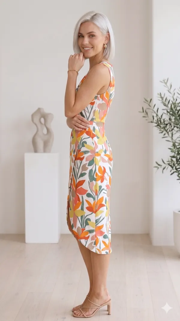 FLOWER_PRINT_WHITE_STYLISH_ONE_PIECE_DRESS
