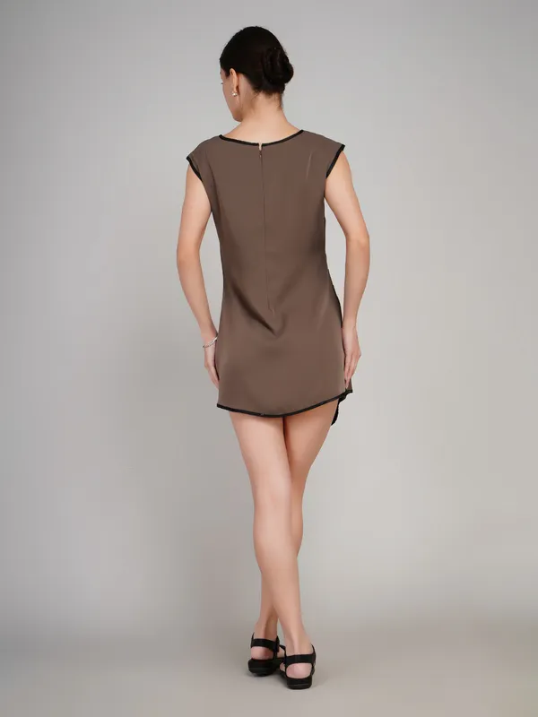 Brownish_Grey_Imported_Polyster_One_Piece_Dress_For_Women