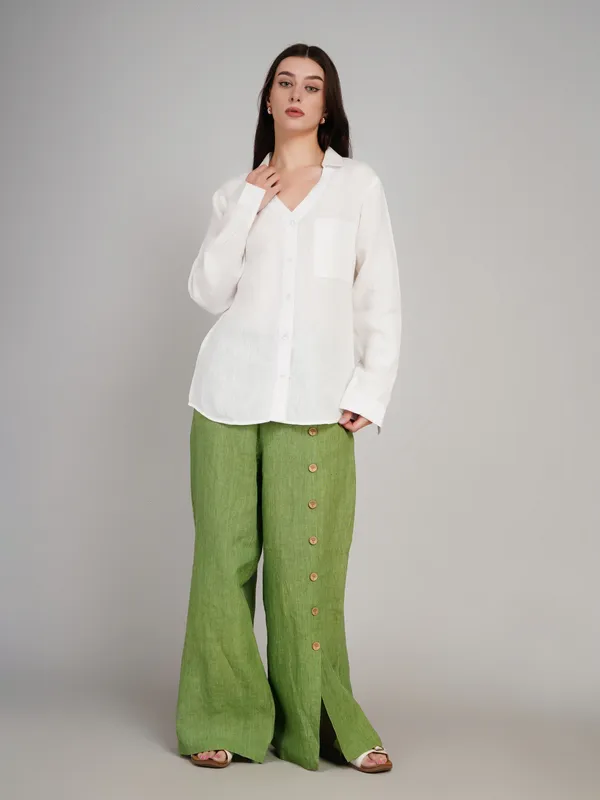 White_Pure_Linen_Fabric_Shirt_For_Women