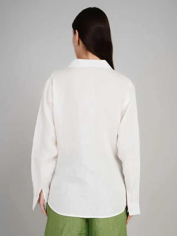 White_Pure_Linen_Fabric_Shirt_For_Women
