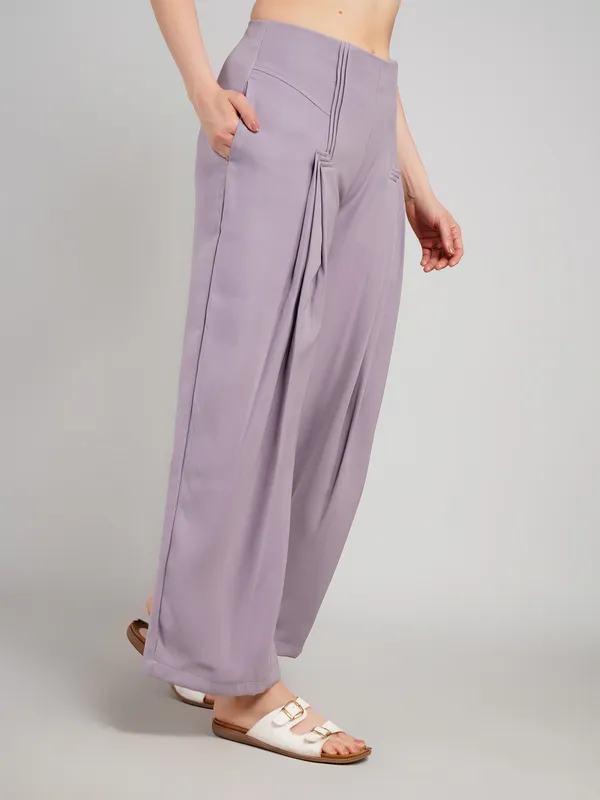 Lavender_Polyester_Pant_For_Women