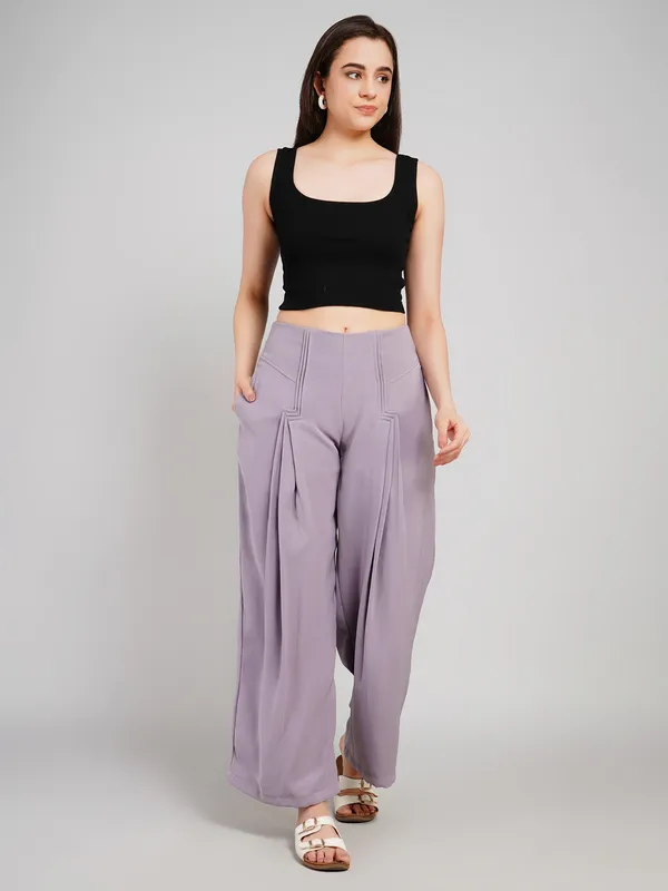 Lavender_Polyester_Pant_For_Women