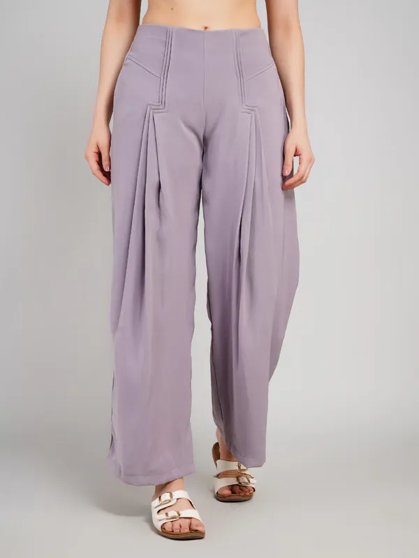 Lavender_Polyester_Pant_For_Women