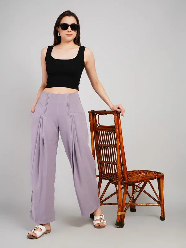 Lavender_Polyester_Pant_For_Women