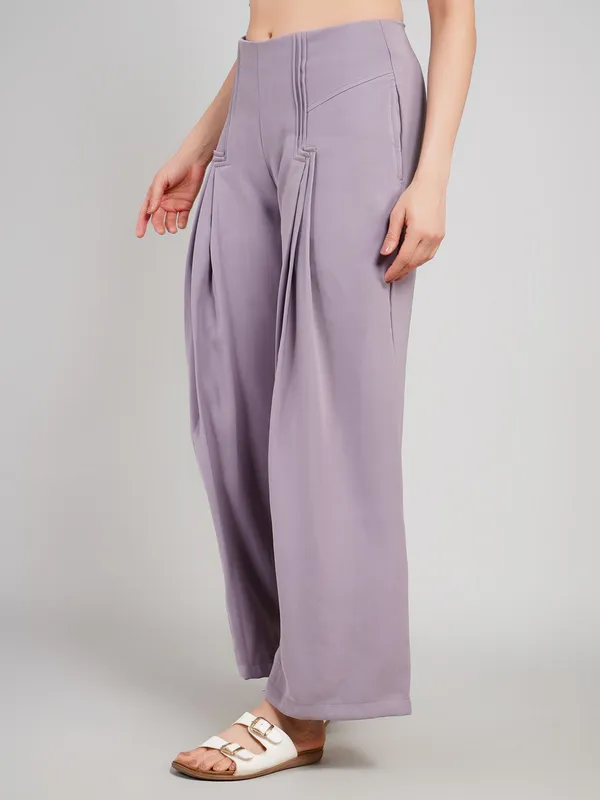 Lavender_Polyester_Pant_For_Women