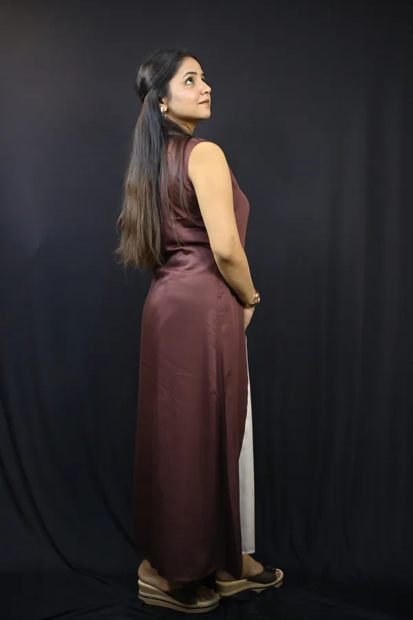 Brown_And_White_Cotton_One_Piece_For_Women