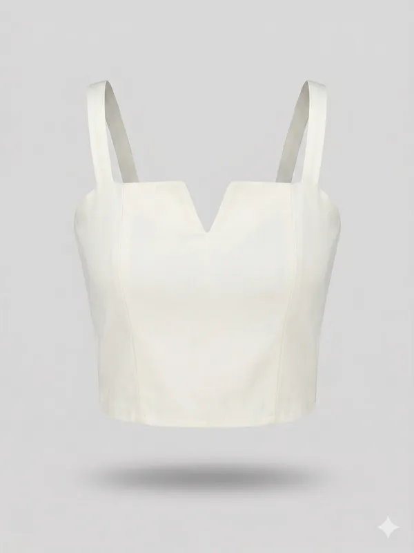 White_Imported_Crape_formal_crop_top_For_Women