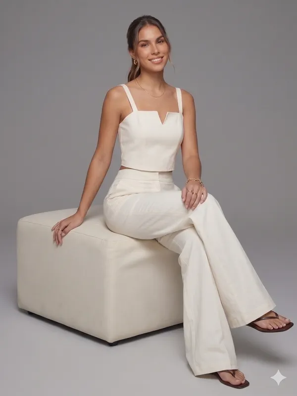 White_Imported_Crape_formal_crop_top_For_Women