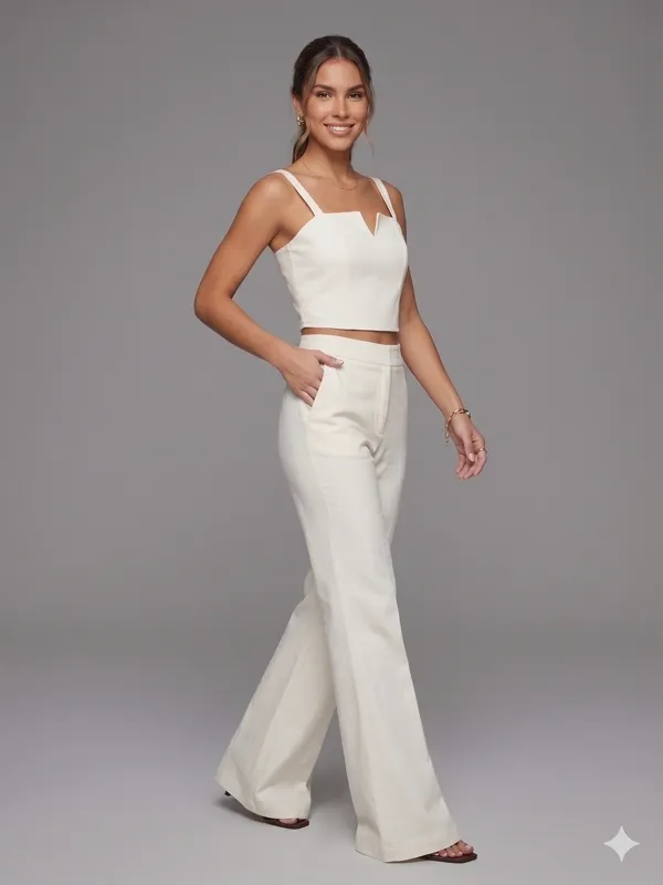 White_Imported_Crape_formal_crop_top_For_Women