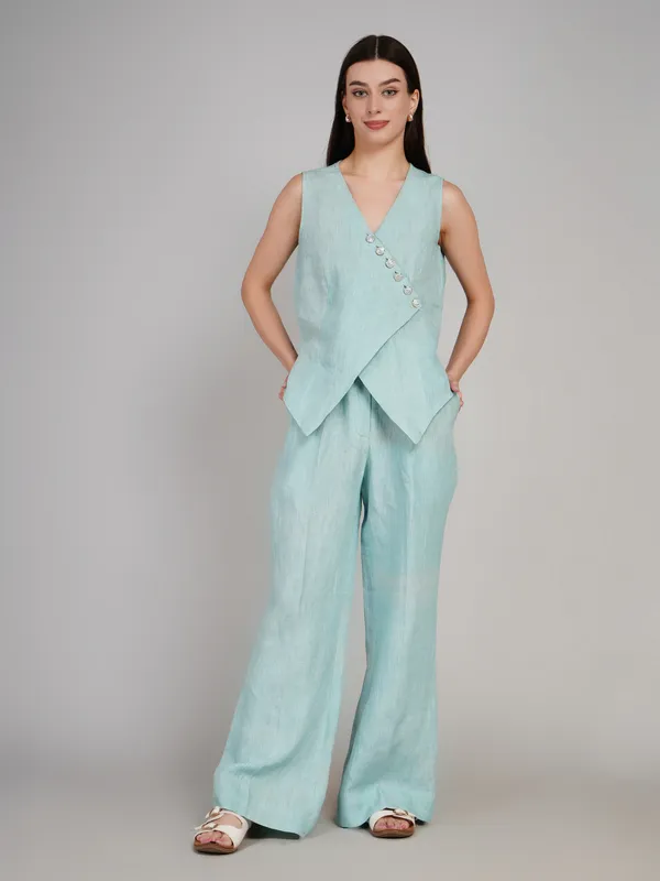 SKY_Blue_Pure_Linen_Co_Ord_Set_For_Women