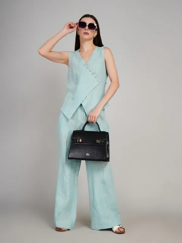 SKY_Blue_Pure_Linen_Co_Ord_Set_For_Women