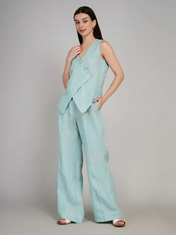 SKY_Blue_Pure_Linen_Co_Ord_Set_For_Women