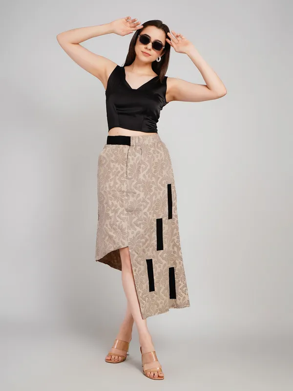 Grey_And_Black_Cotton_Jacquard_And_Lycra_Satin_Designer_Co_Ord_Set_For_Women