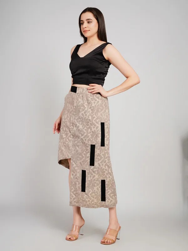 Grey_And_Black_Cotton_Jacquard_And_Lycra_Satin_Designer_Co_Ord_Set_For_Women