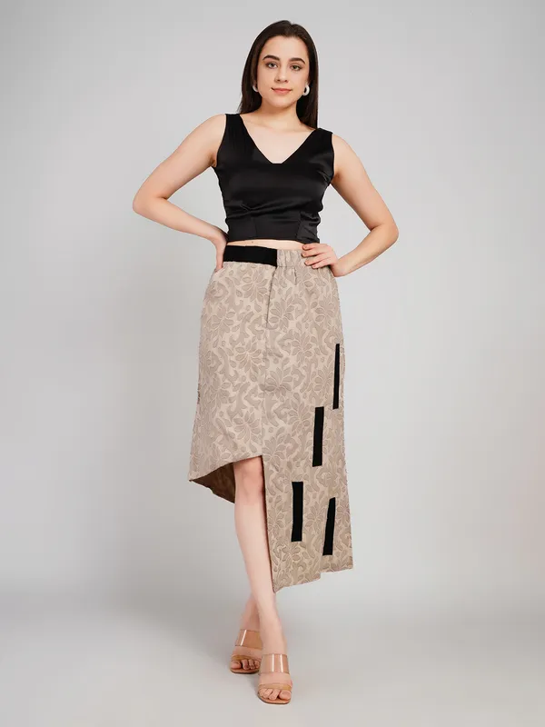 Grey_And_Black_Cotton_Jacquard_And_Lycra_Satin_Designer_Co_Ord_Set_For_Women