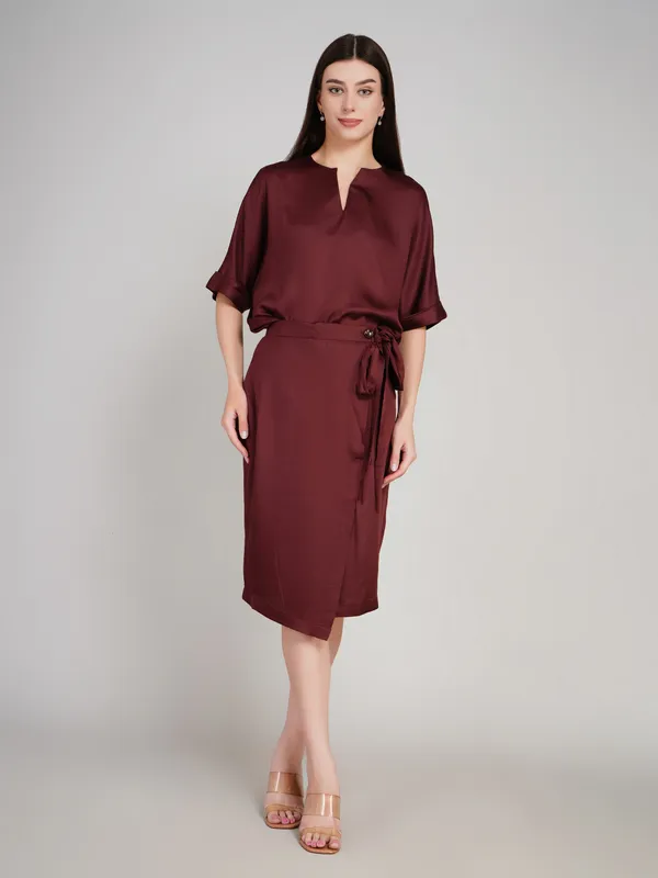 Wine_Cotton_Satin_Designer_Co_Ord_Set_For_Women