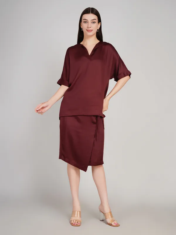 Wine_Cotton_Satin_Designer_Co_Ord_Set_For_Women