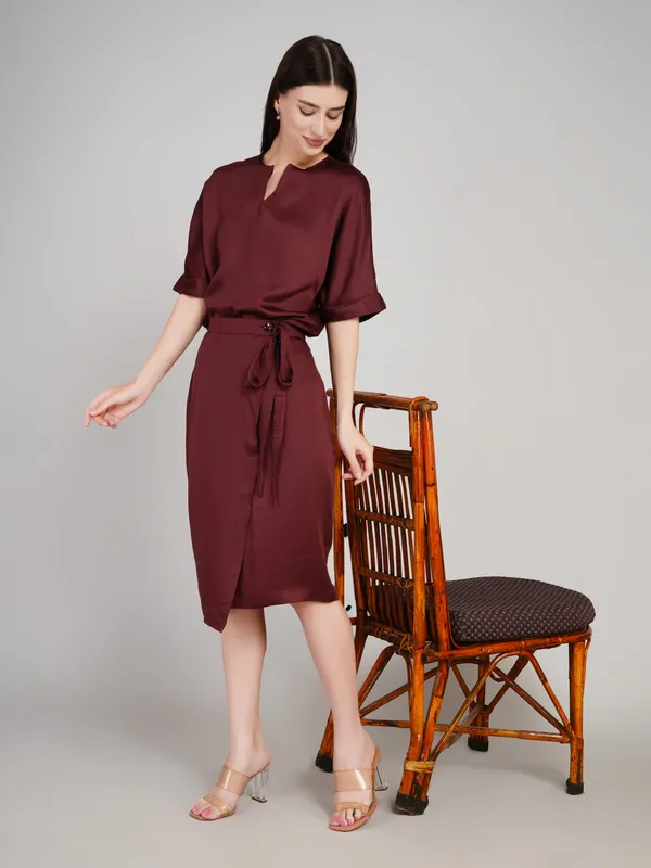 Wine_Cotton_Satin_Designer_Co_Ord_Set_For_Women