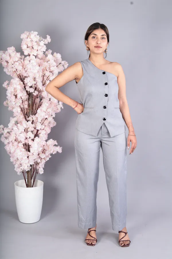 Grey_Premium_Fabric_One_Shoulder_Jumpsuit_For_Women