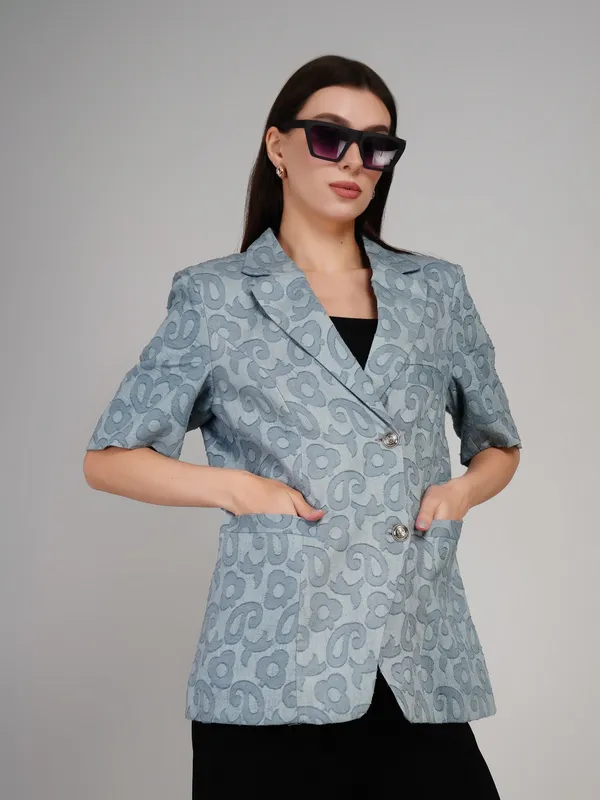 Grey_Jacquard_Blazer_For_Women