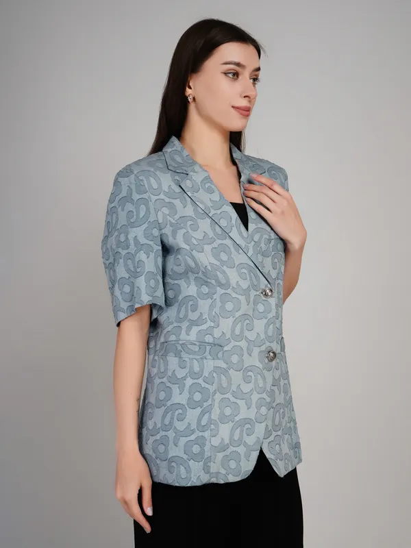 Grey_Jacquard_Blazer_For_Women
