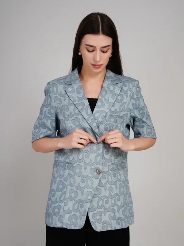 Grey_Jacquard_Blazer_For_Women