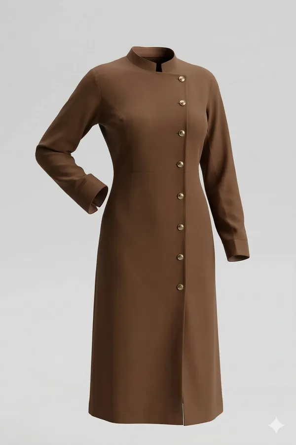 Brown_Premium_Fabric_Long_Dress_For_Women