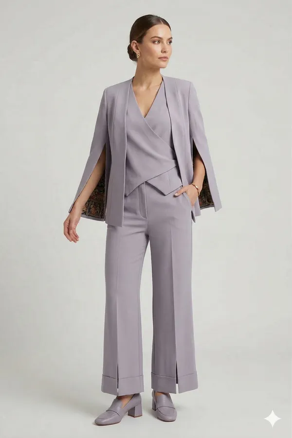 Lavender_Colour_Premium_Fabric_3_Piece_Suit_Set_For_Women