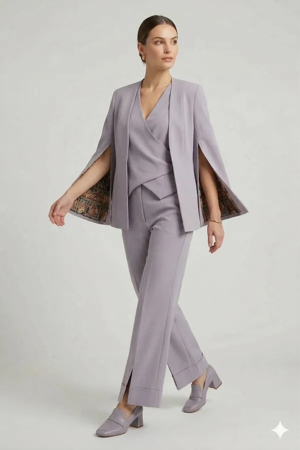 Lavender_Colour_Premium_Fabric_3_Piece_Suit_Set_For_Women