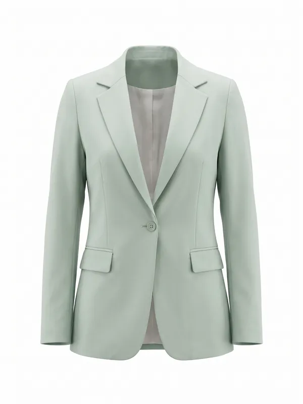 Greyish_Blue_Imported_Crape_Single_Brested_Two_Piece_Blazer_Set_For_Women