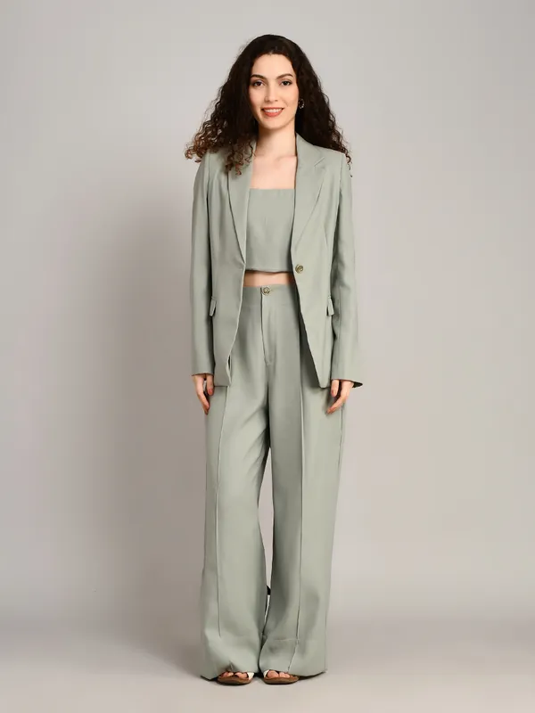 Greyish_Blue_Imported_Crape_Single_Brested_Two_Piece_Blazer_Set_For_Women