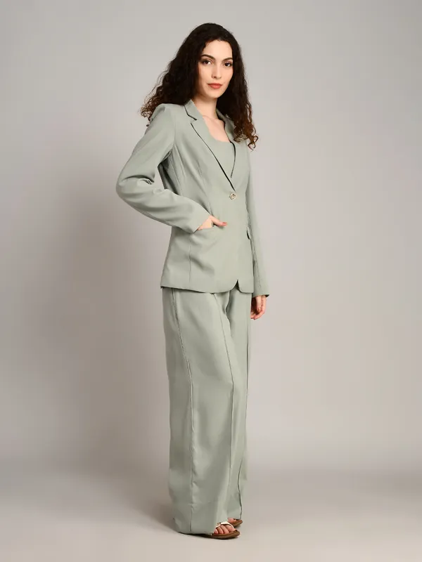 Greyish_Blue_Imported_Crape_Single_Brested_Two_Piece_Blazer_Set_For_Women