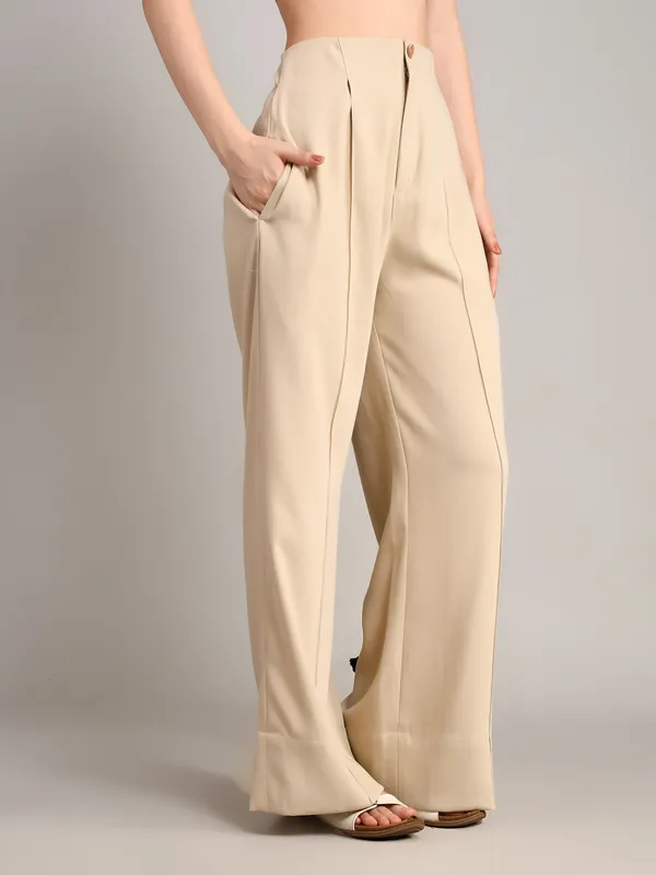 Beige_Imported_Crape_Staight_Look_Formal_Pants_For_Women