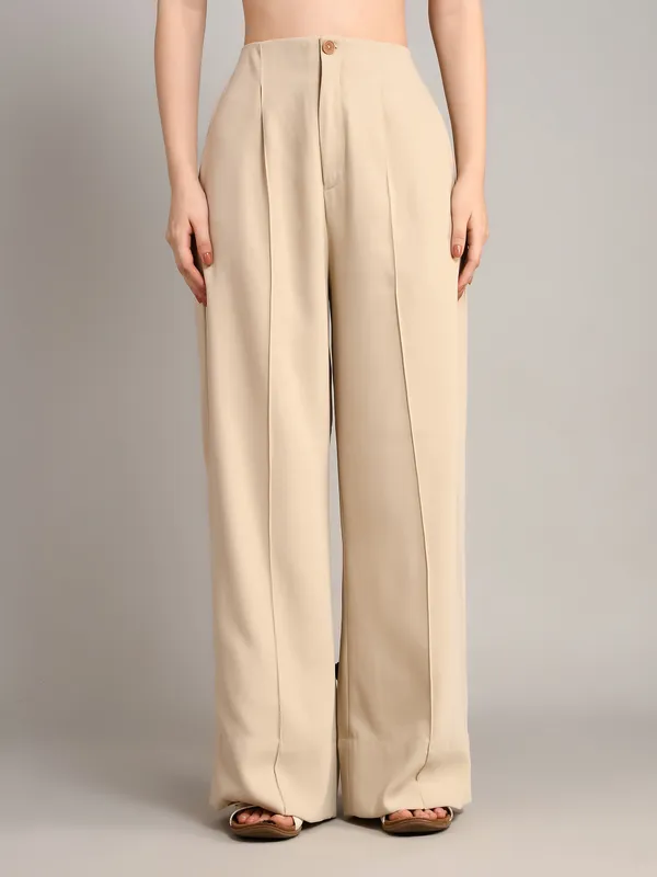 Beige_Imported_Crape_Staight_Look_Formal_Pants_For_Women